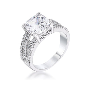 3Ct Elegant Rhodium Plated Criss-Cross Clear CZ Engagement Ring - Jewelry Xoxo