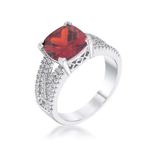 3Ct Elegant Rhodium Plated Criss-Cross Garnet CZ Engagement Ring - Jewelry Xoxo