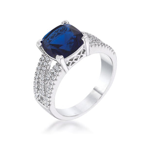 3ct Elegant Silvertone Criss-Cross Sapphire Blue CZ Engagement Ring - Jewelry Xoxo