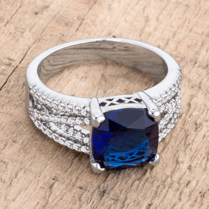 3ct Elegant Silvertone Criss-Cross Sapphire Blue CZ Engagement Ring - Jewelry Xoxo