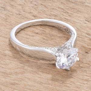 1.56Ct Contemporary Rhodium Plated CZ Solitaire Ring - Jewelry Xoxo