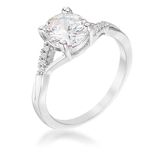 1.3Ct Rhodium Plated Simple Engagement Ring - Jewelry Xoxo