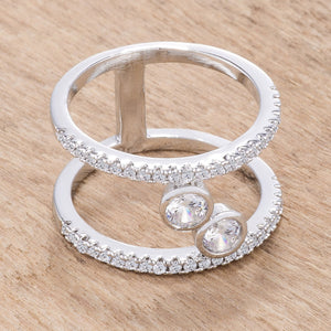 .86Ct Rhodium Plated Floating Bubbles CZ Ring - Jewelry Xoxo