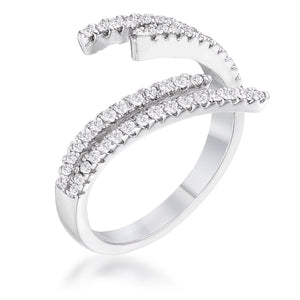 1.12Ct Delicate Rhodium Plated CZ Wrap Ring - Jewelry Xoxo