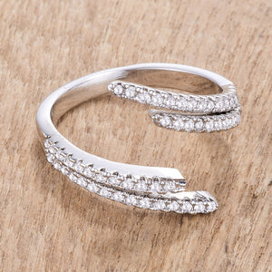 1.12Ct Delicate Rhodium Plated CZ Wrap Ring - Jewelry Xoxo