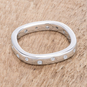 .23Ct Rhodium Plated Cz Speckled Square Shaped Stackable Band - Jewelry Xoxo