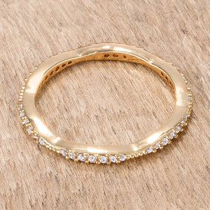 .42Ct Dainty 18k Gold Plated Micro Pave CZ Stackable Eternity Ring - Jewelry Xoxo