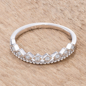 .14Ct Rhodium Plated CZ Mini Crown Stackable Band - Jewelry Xoxo