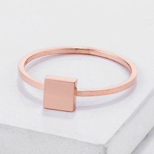 Stainless Steel Rose Goldtone Plated Square Stackable Ring - Jewelry Xoxo