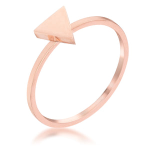 Stainless Steel Rose Goldtone Plated Triangle Stackable Ring - Jewelry Xoxo