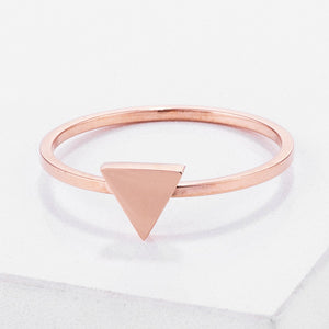 Stainless Steel Rose Goldtone Plated Triangle Stackable Ring - Jewelry Xoxo