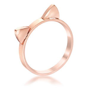 Stainless Steel Rose Goldtone Cat Ear Ring - Jewelry Xoxo