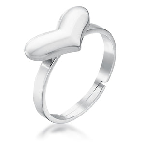 Stainless Steel Adjustable Heart Ring - Jewelry Xoxo