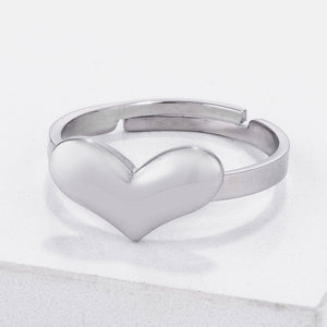 Stainless Steel Adjustable Heart Ring - Jewelry Xoxo