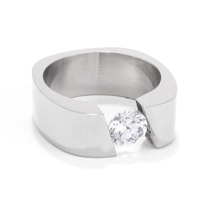 Stainless Steel Floating Solitaire Ring - Jewelry Xoxo