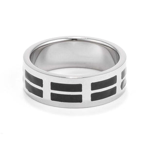 Mens 8MM Stainless Steel and Black Enamel Band - Jewelry Xoxo