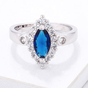 Stunning 1 Ct. Blue Marquise Halo Ring - Jewelry Xoxo