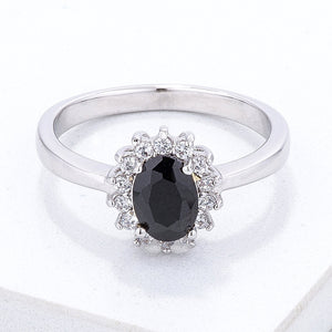 Black & Clear CZ Petite Oval Ring - Jewelry Xoxo