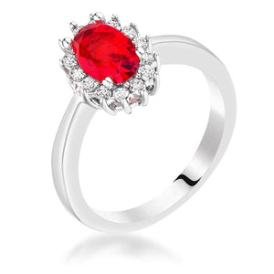 Ruby Red CZ Petite Oval Ring - Jewelry Xoxo