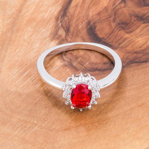 Ruby Red CZ Petite Oval Ring - Jewelry Xoxo