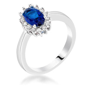 Sapphire Blue CZ Petite Oval Ring - Jewelry Xoxo