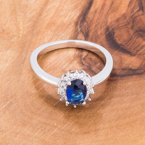 Sapphire Blue CZ Petite Oval Ring - Jewelry Xoxo