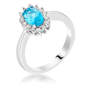 Aqua Blue CZ Petite Oval Ring - Jewelry Xoxo