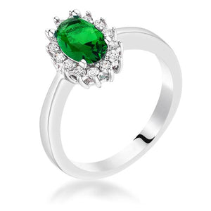 Emerald Green CZ Petite Oval Ring - Jewelry Xoxo