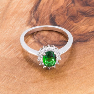 Emerald Green CZ Petite Oval Ring - Jewelry Xoxo