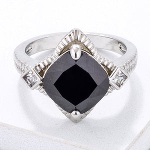 Modern Edgy Black CZ Cocktail Ring - Jewelry Xoxo