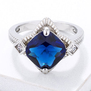 Modern Edgy Royal Blue CZ Cocktail Ring - Jewelry Xoxo