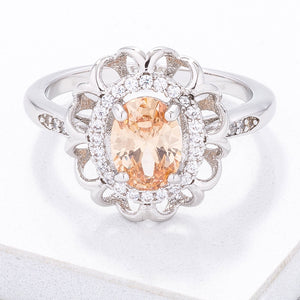 Stunning Champagne Oval Halo Sparkler - Jewelry Xoxo