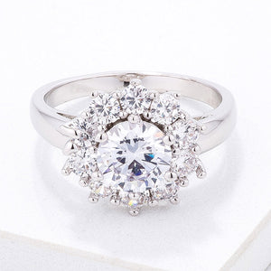 Clear CZ Sunburst Halo Cocktail Ring - Jewelry Xoxo