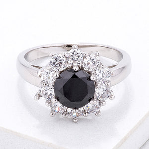 Black and White Halo Cocktail Ring - Jewelry Xoxo