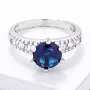 Simple Royal Blue CZ Engagement Ring - Jewelry Xoxo