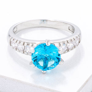 Simple Aqua Blue CZ Engagement Ring - Jewelry Xoxo