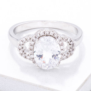 Exquisite Clear Oval Pave Engagment Ring - Jewelry Xoxo