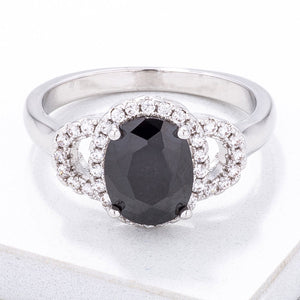 Exquisite Black Oval Pave Mini Cocktail Ring - Jewelry Xoxo