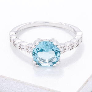 Contemporary 2.1 Ct. Aqua CZ Engagement Ring - Jewelry Xoxo