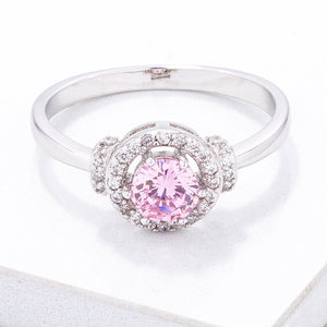 Mini Pink CZ 4mm Halo Ring - Jewelry Xoxo