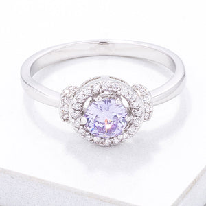 Mini Lavender CZ 4mm Halo Ring - Jewelry Xoxo