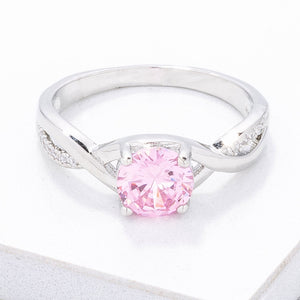 Simply Beautiful Twisted Pink CZ Ring - Jewelry Xoxo