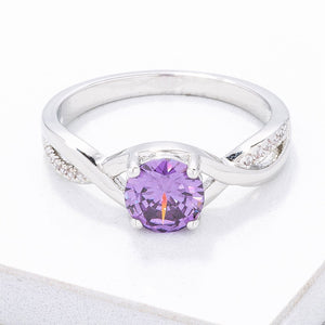 Simply Beautiful Twisted Purple CZ Ring - Jewelry Xoxo