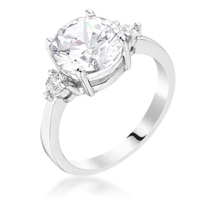 Classic Three Stone Clear CZ Engagement Ring - Jewelry Xoxo