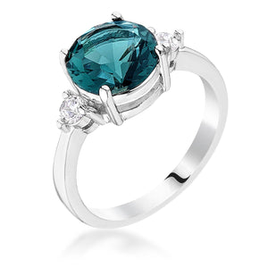 Exquisite Blue Green Three Stone CZ Engagement Ring - Jewelry Xoxo