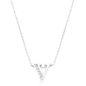Pave Initial V Pendant - Jewelry Xoxo
