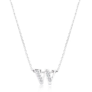 Pave Initial W Pendant - Jewelry Xoxo