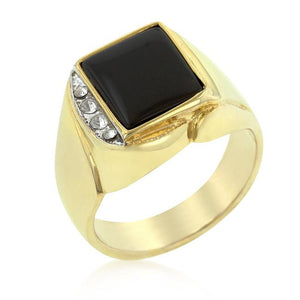 Onyx and Crystal Statement Ring - Jewelry Xoxo