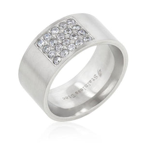 Stainless Steel Pave Cubic Zirconia Mens Ring - Jewelry Xoxo