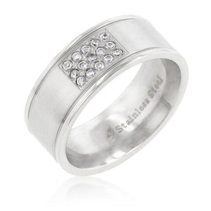 Stainless Steel Pave 15-Stone Mens Ring - Jewelry Xoxo